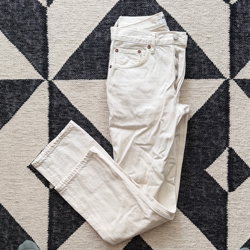Agolde Women's Off-White Straight Leg Jeans